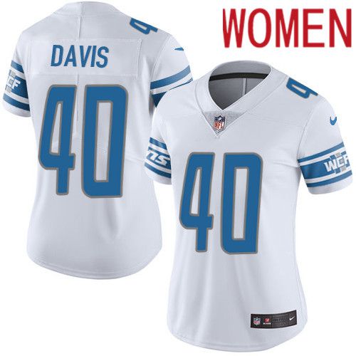 Women Detroit Lions #40 Jarrad Davis Nike White Vapor Limited NFL Jersey